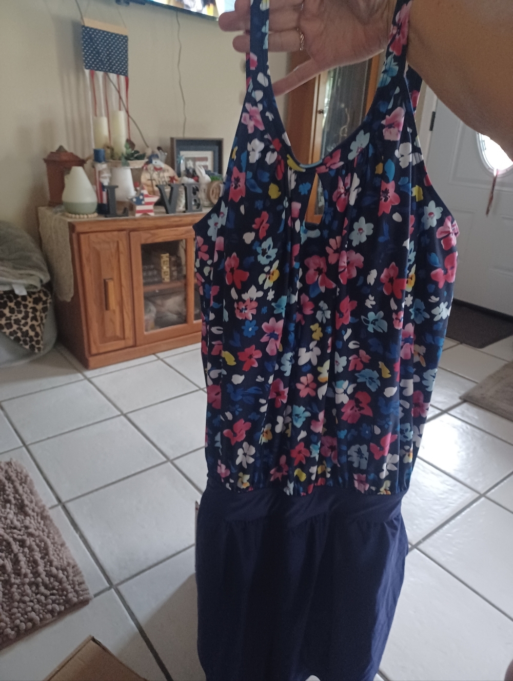Bloomchic Navy Floral Sleeveless Swim Romper With Pockets!